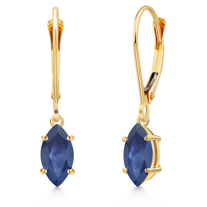 Blue Sapphire - September_Earrings in 14K Yellow Gold