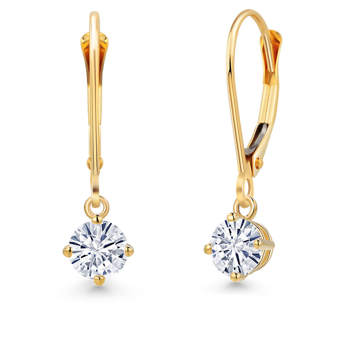 White Moissanite - April_Earrings in 14K Yellow Gold