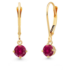 Created Ruby - July_Earrings in 14K Yellow Gold