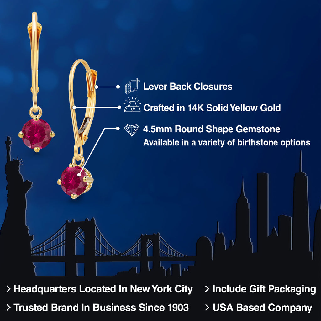 Created Ruby - July_Earrings in 14K Yellow Gold