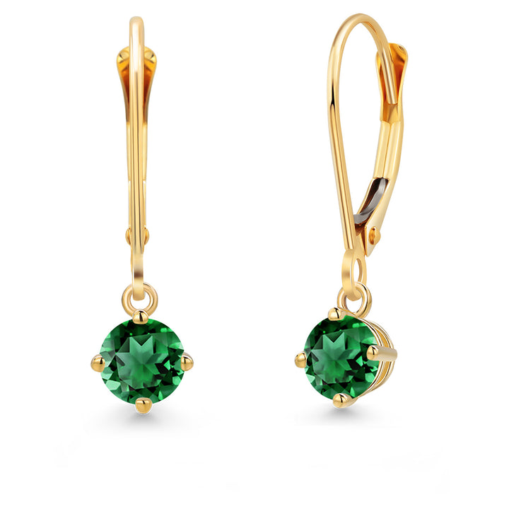 Nano Emerald - May_Earrings in 14K Yellow Gold