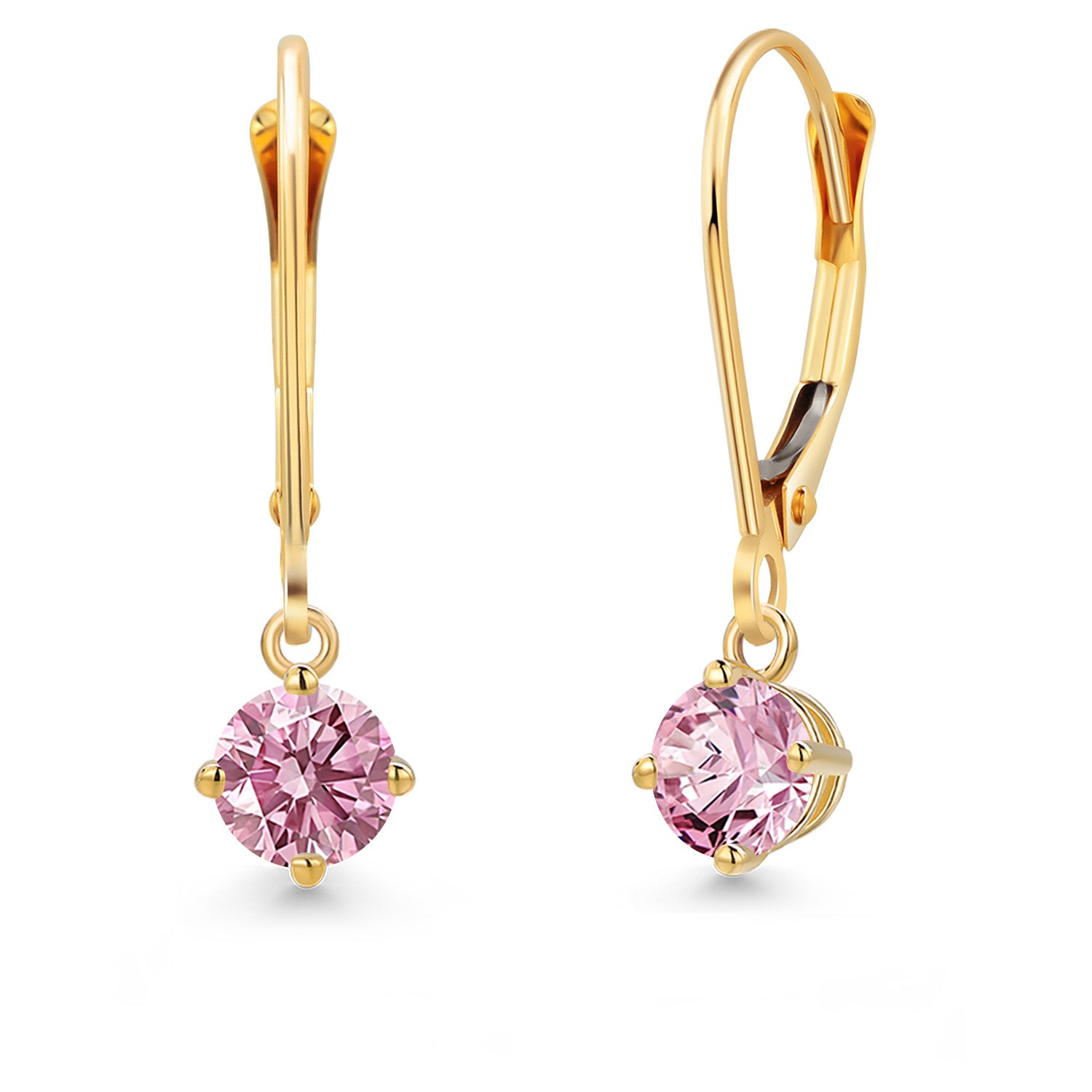 Pink Lab Grown Diamond - April_Earrings in 14K Yellow Gold