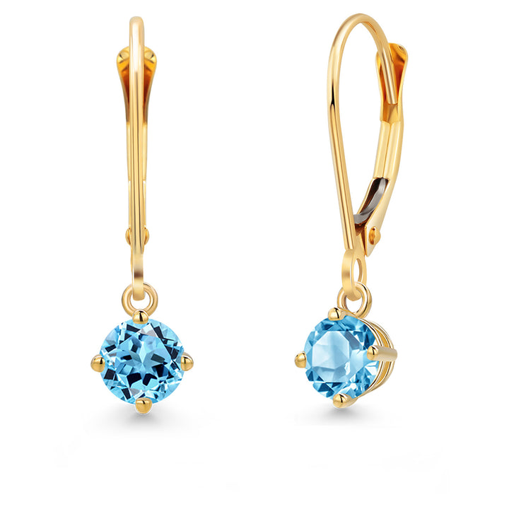 Swiss Blue Topaz - November_Earrings in 14K Yellow Gold
