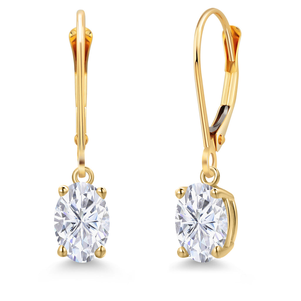 White Moissanite - April_Earrings in 14K Yellow Gold