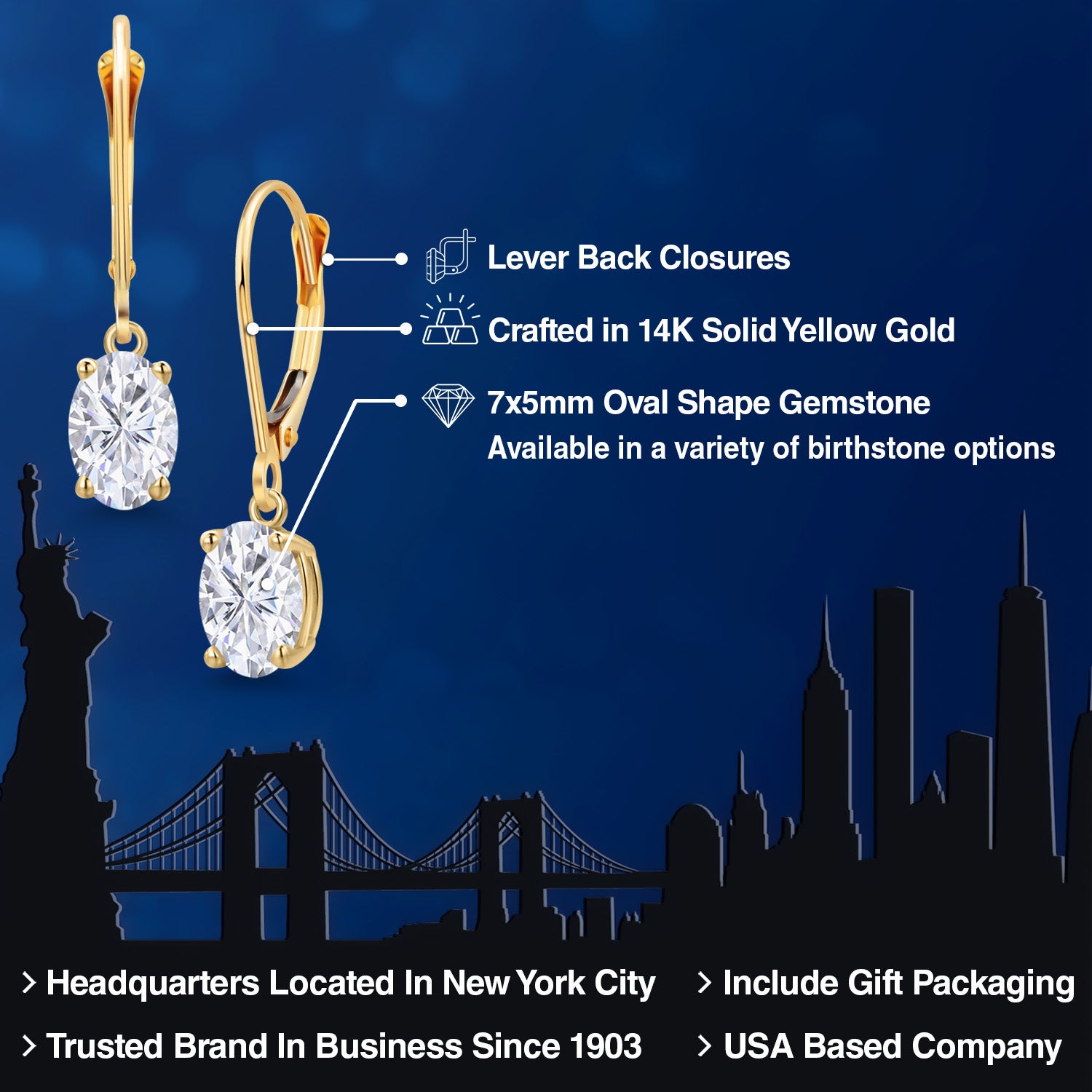 Near Colorless (GH)_Earrings in 14K Yellow Gold