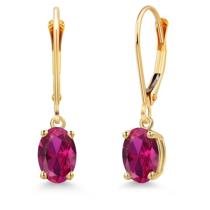 Created Ruby - July_Earrings in 14K Yellow Gold