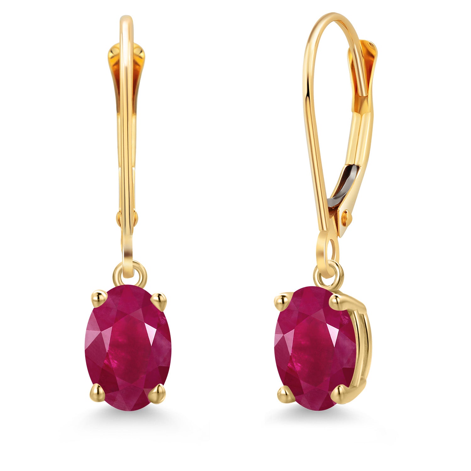 Ruby - July_Earrings in 14K Yellow Gold