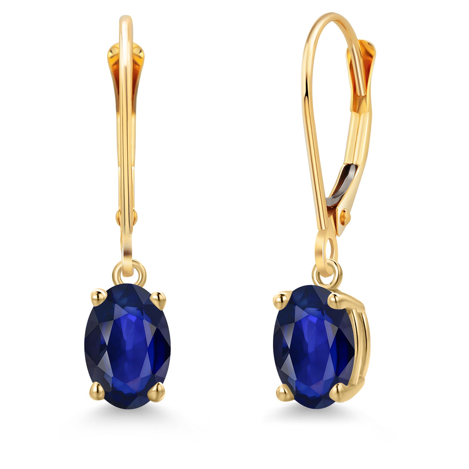 Blue Sapphire - September_Earrings in 14K Yellow Gold
