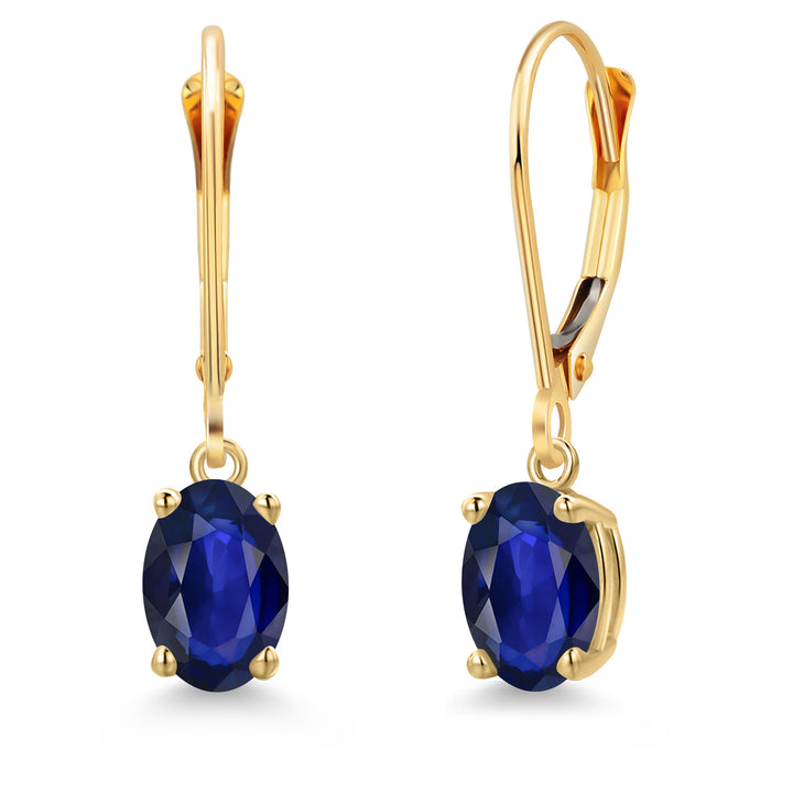 Blue Sapphire - September_Earrings in 14K Yellow Gold