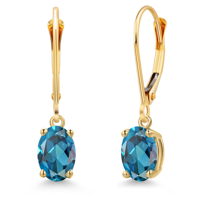 London Blue Topaz - November_Earrings in 14K Yellow Gold