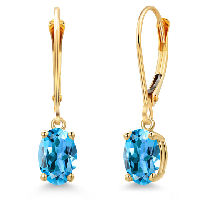 Swiss Blue Topaz - November_Earrings in 14K Yellow Gold