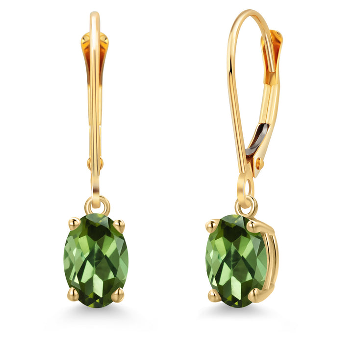 Green Tourmaline - October_Earrings in 14K Yellow Gold