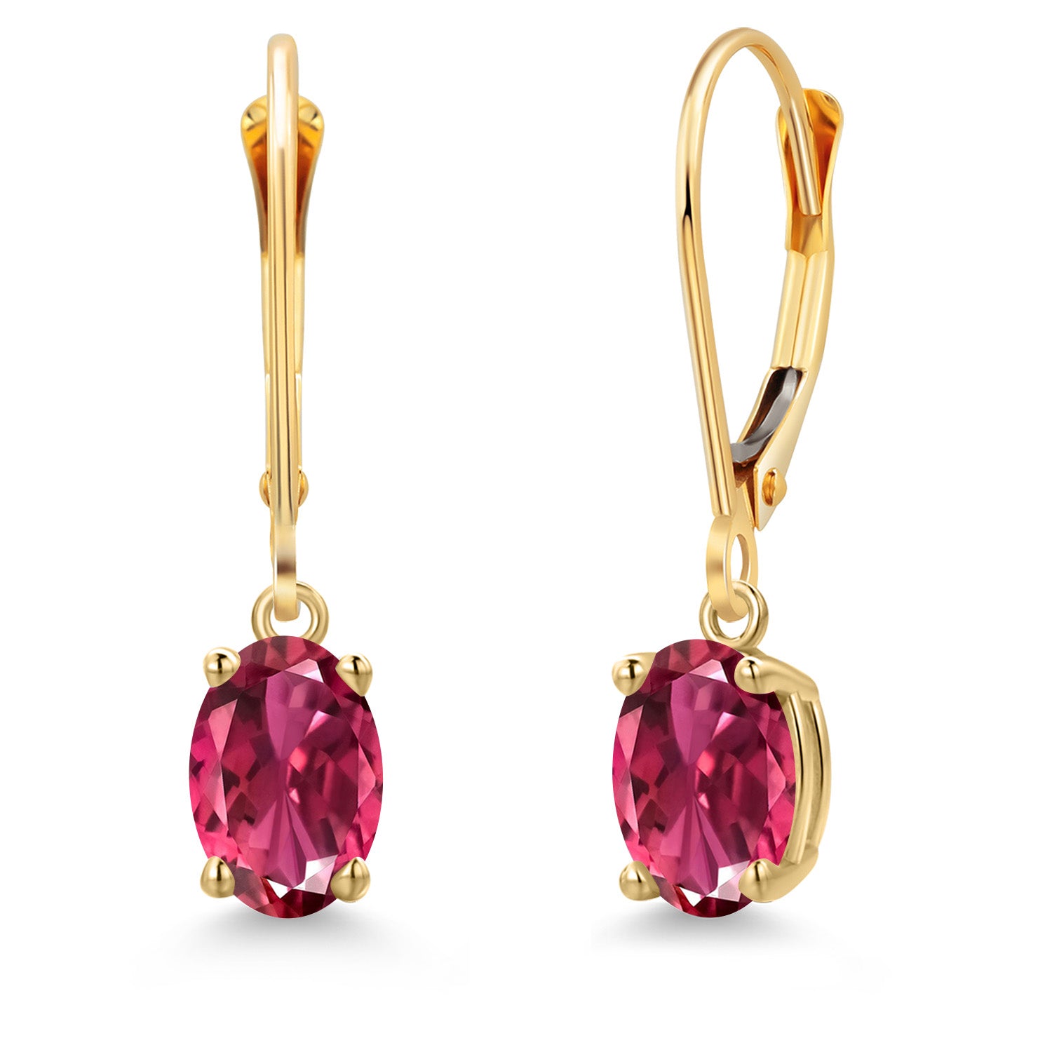 Pink Tourmaline - October_Earrings in 14K Yellow Gold
