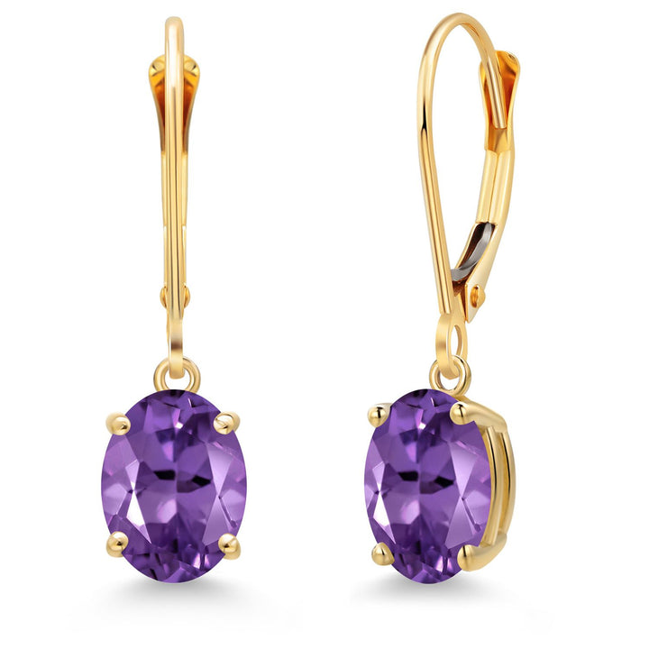 Amethyst - February_Earrings in 14K Yellow Gold