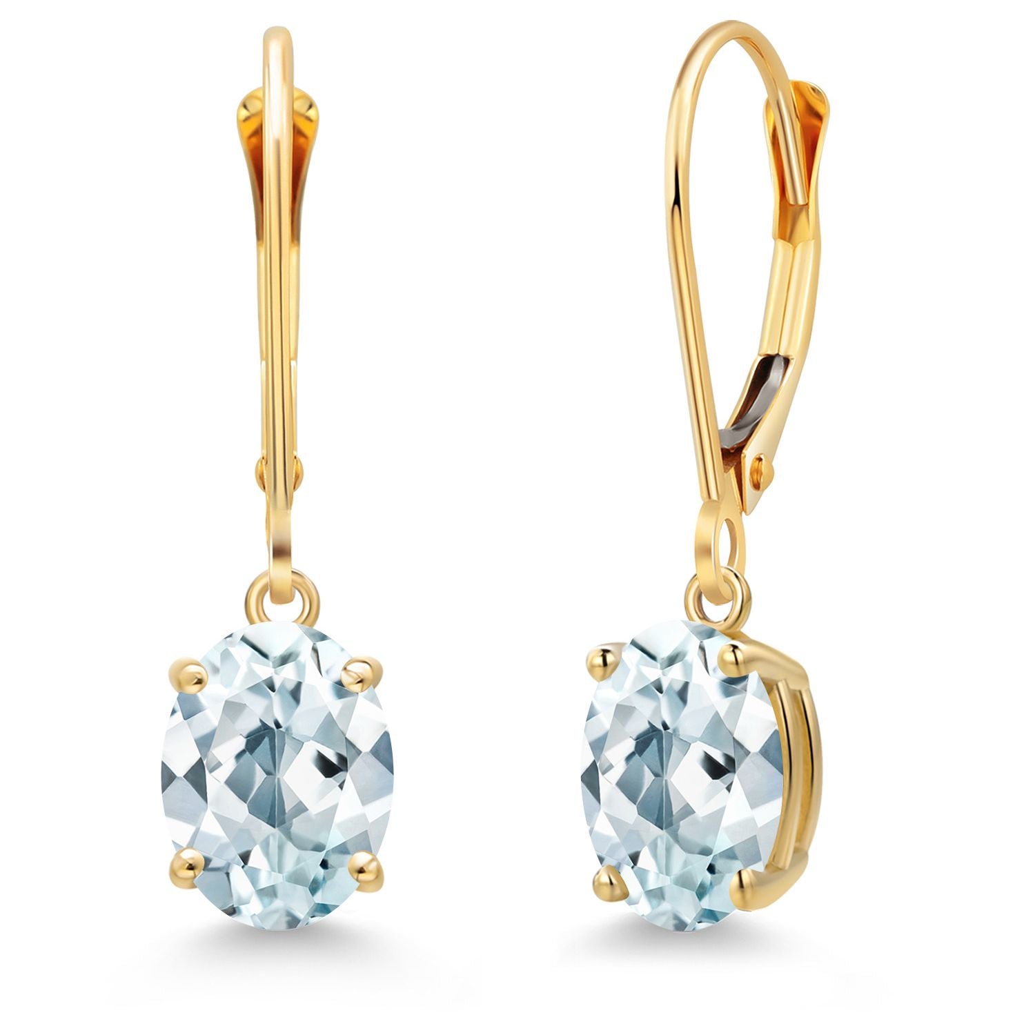 Aquamarine - March_Earrings in 14K Yellow Gold
