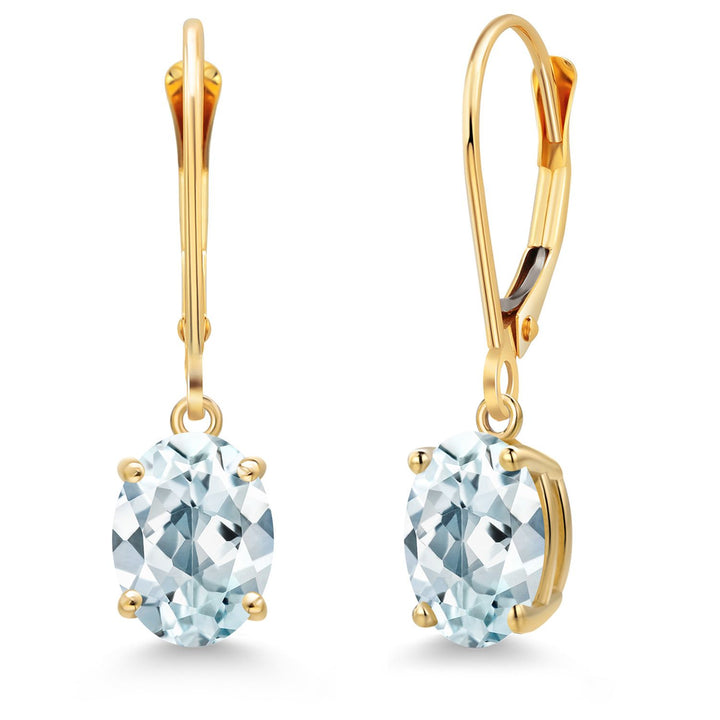 Aquamarine - March_Earrings in 14K Yellow Gold