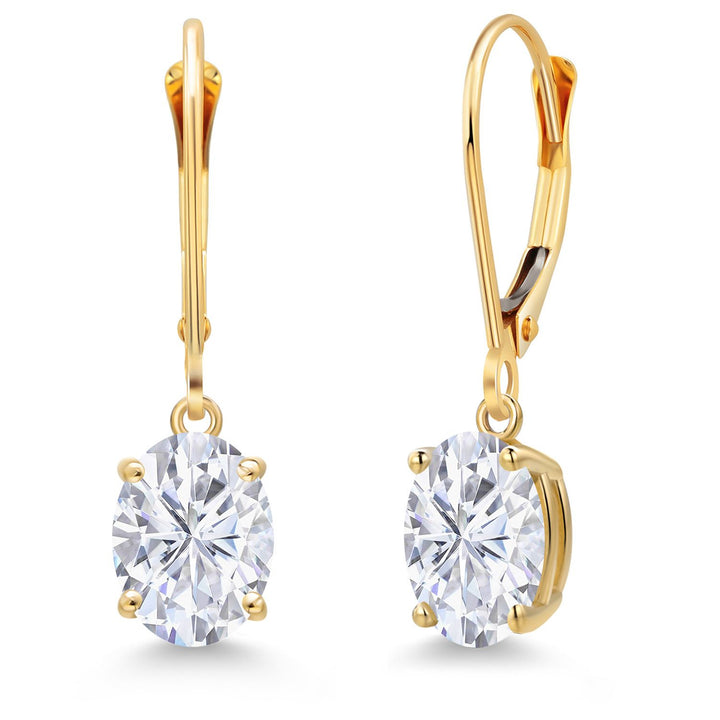 White Moissanite - April_Earrings in 14K Yellow Gold