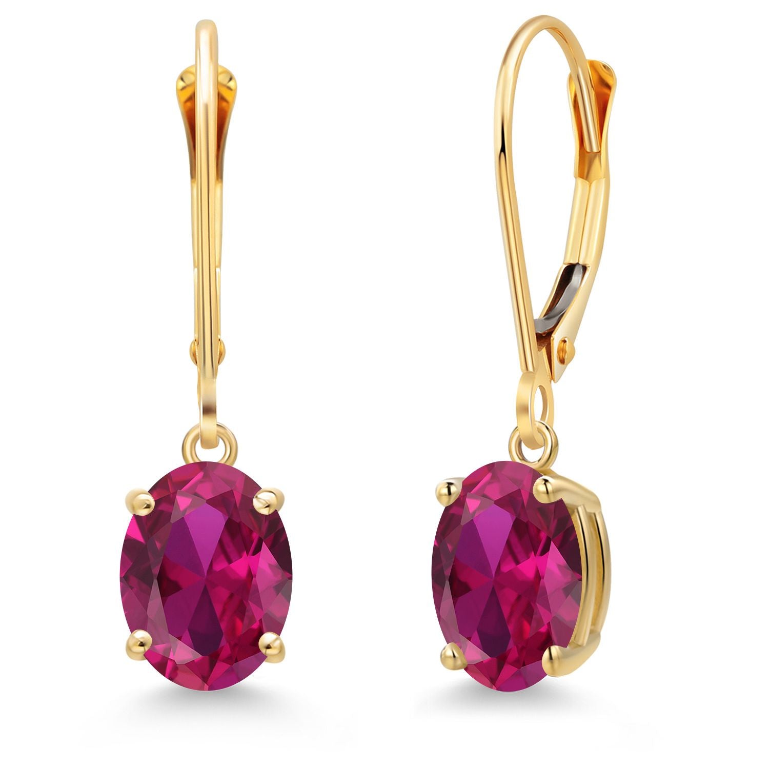 Created Ruby - July_Earrings in 14K Yellow Gold