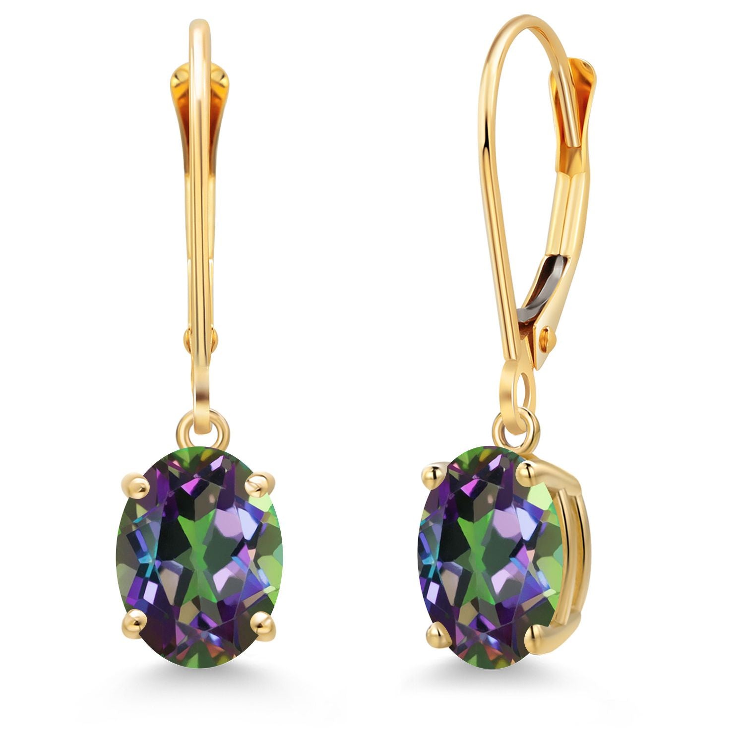 Green Mystic Topaz_Earrings in 14K Yellow Gold