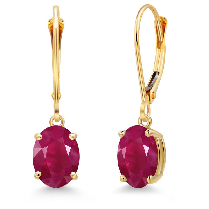 Ruby - July_Earrings in 14K Yellow Gold