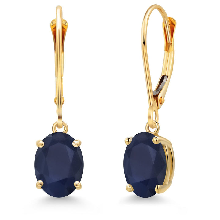 Blue Sapphire - September_Earrings in 14K Yellow Gold