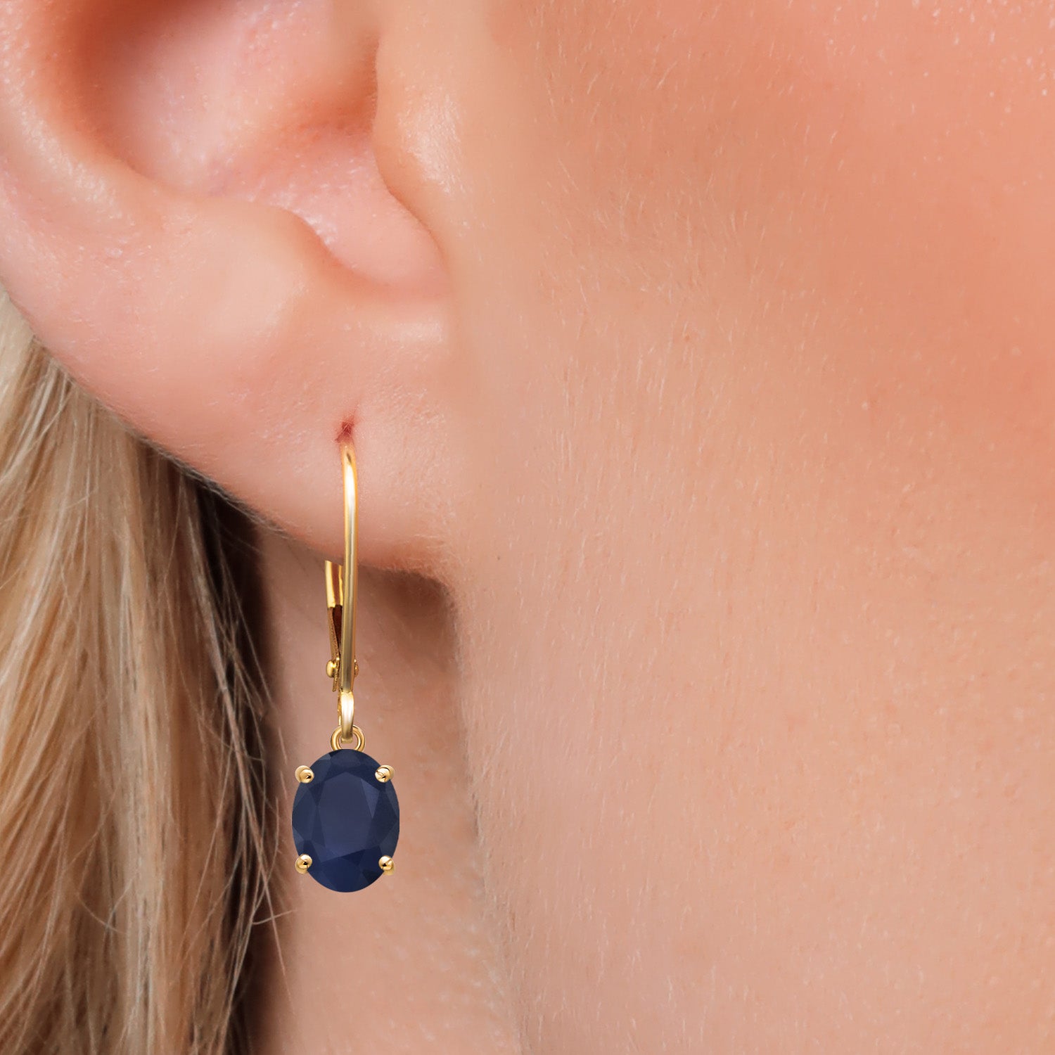 Blue Sapphire - September_Earrings in 14K Yellow Gold