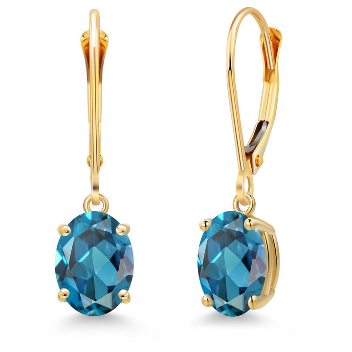 London Blue Topaz - November_Earrings in 14K Yellow Gold