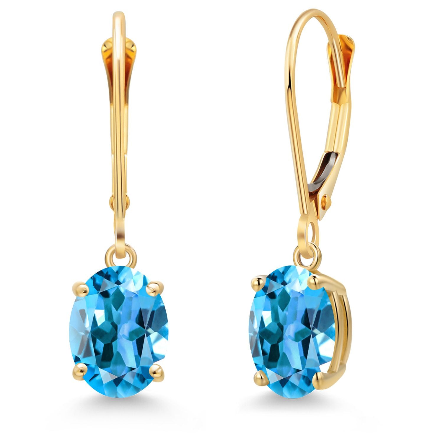 Swiss Blue Topaz - November_Earrings in 14K Yellow Gold