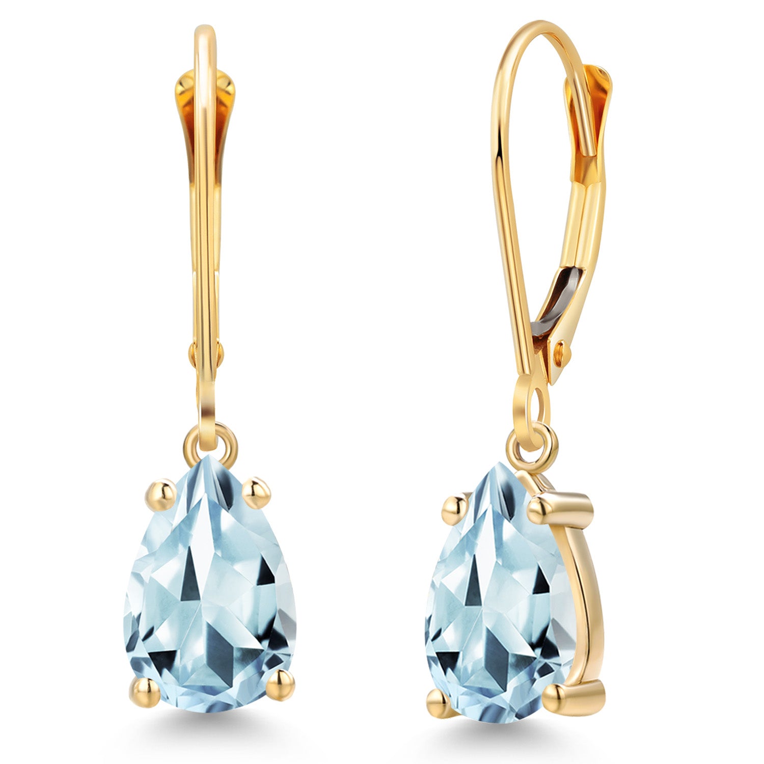 Aquamarine - March_Earrings in 14K Yellow Gold