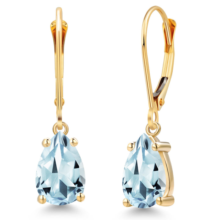 Aquamarine - March_Earrings in 14K Yellow Gold