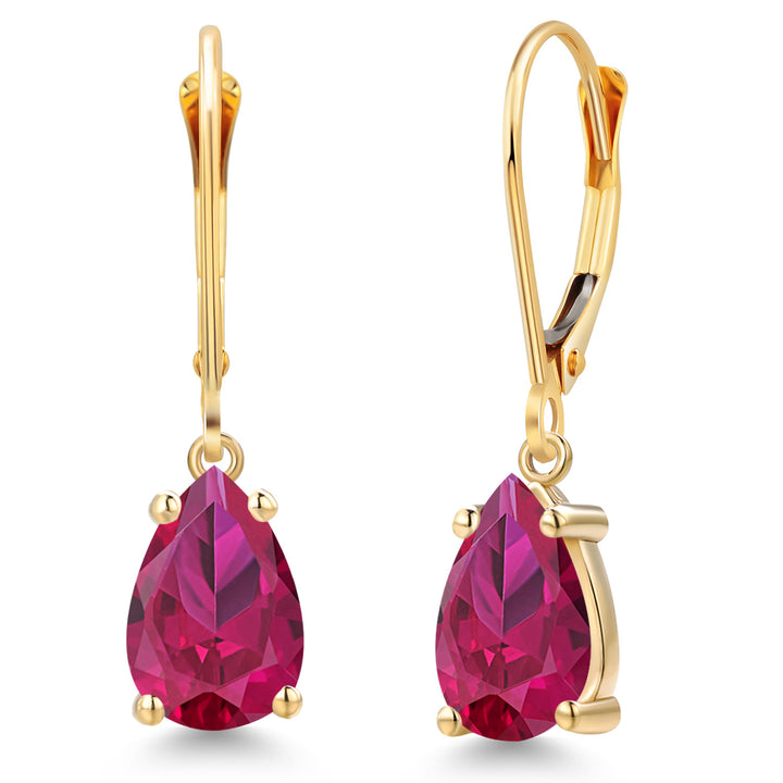 Created Ruby - July_Earrings in 14K Yellow Gold