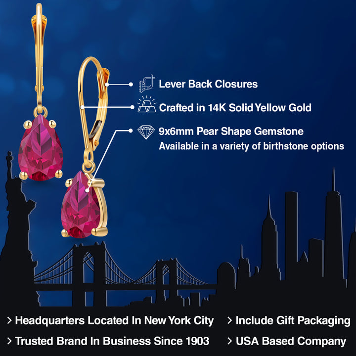 Created Ruby - July_Earrings in 14K Yellow Gold