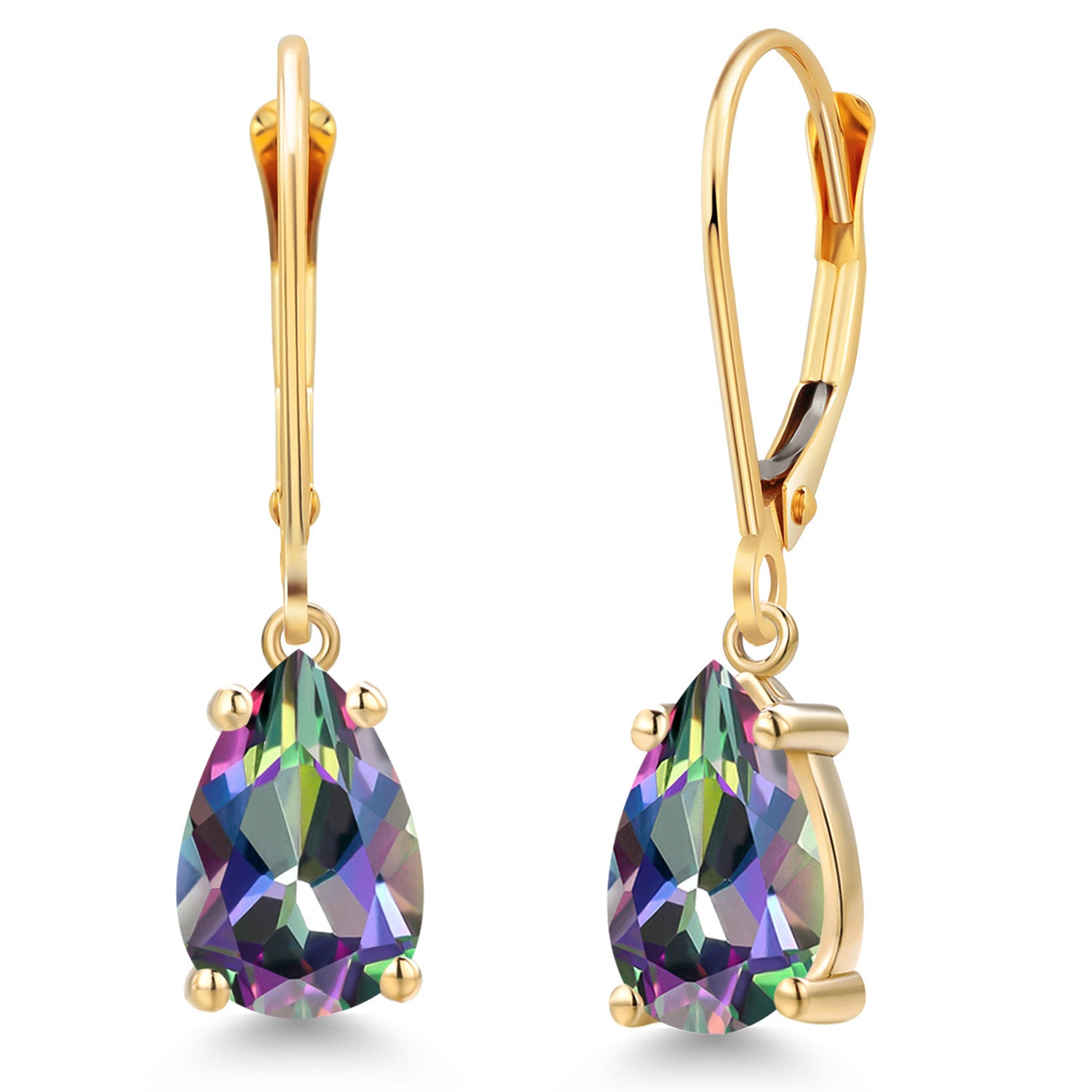Green Mystic Topaz_Earrings in 14K Yellow Gold