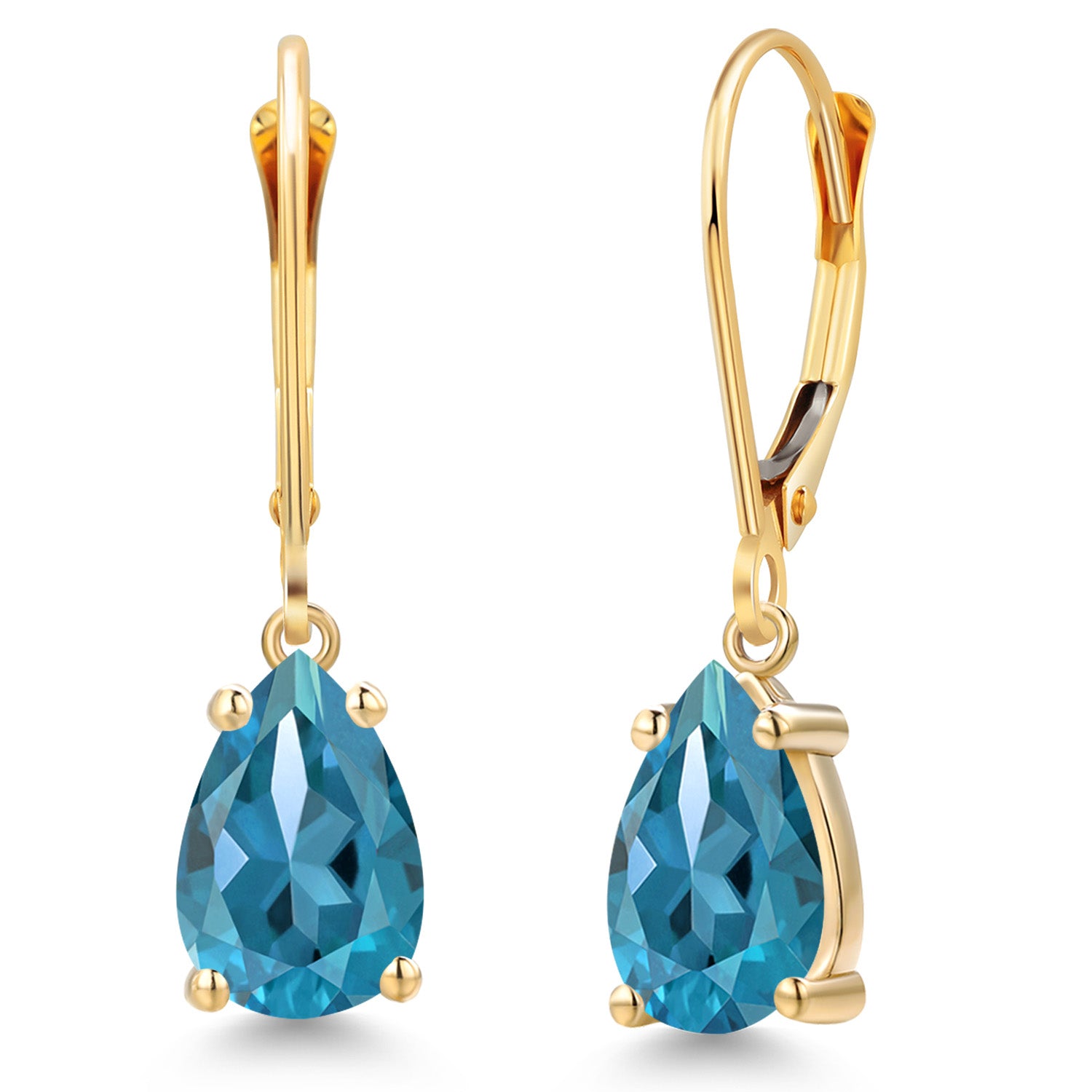 London Blue Topaz - November_Earrings in 14K Yellow Gold