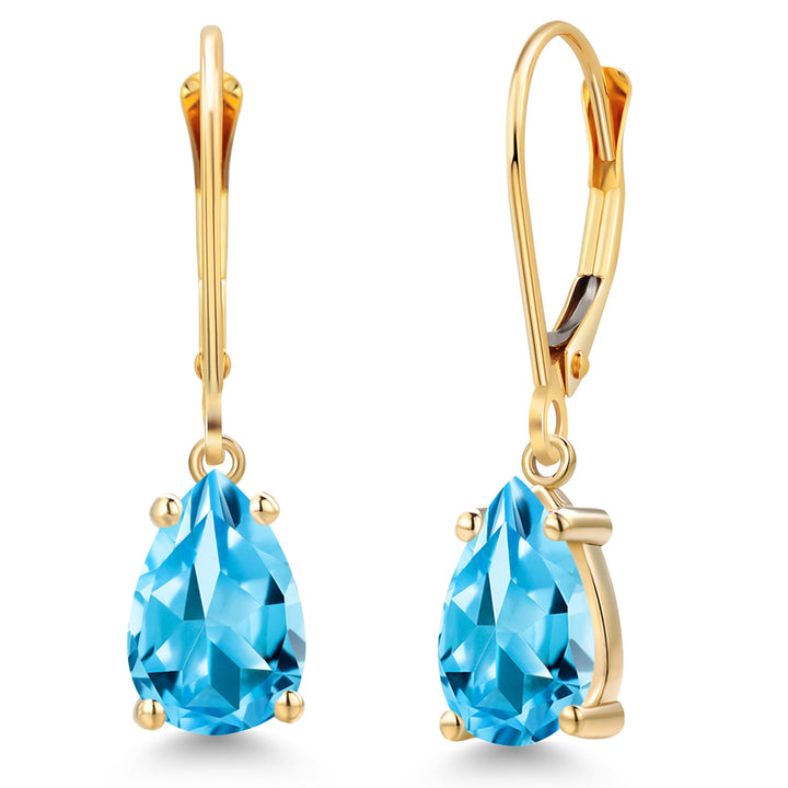 Swiss Blue Topaz - November_Earrings in 14K Yellow Gold