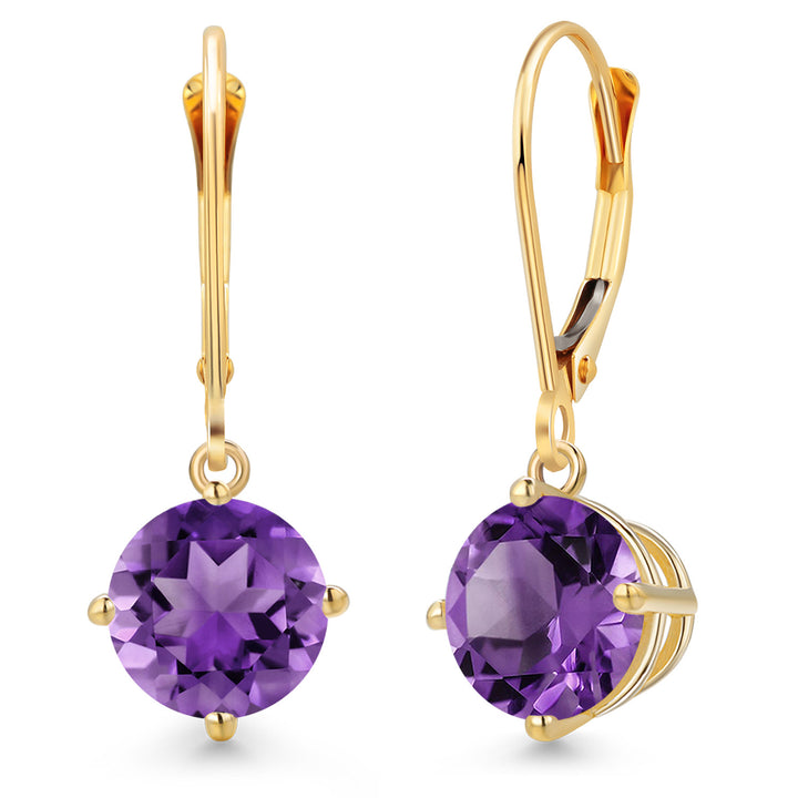Amethyst - February_Earrings in 14K Yellow Gold
