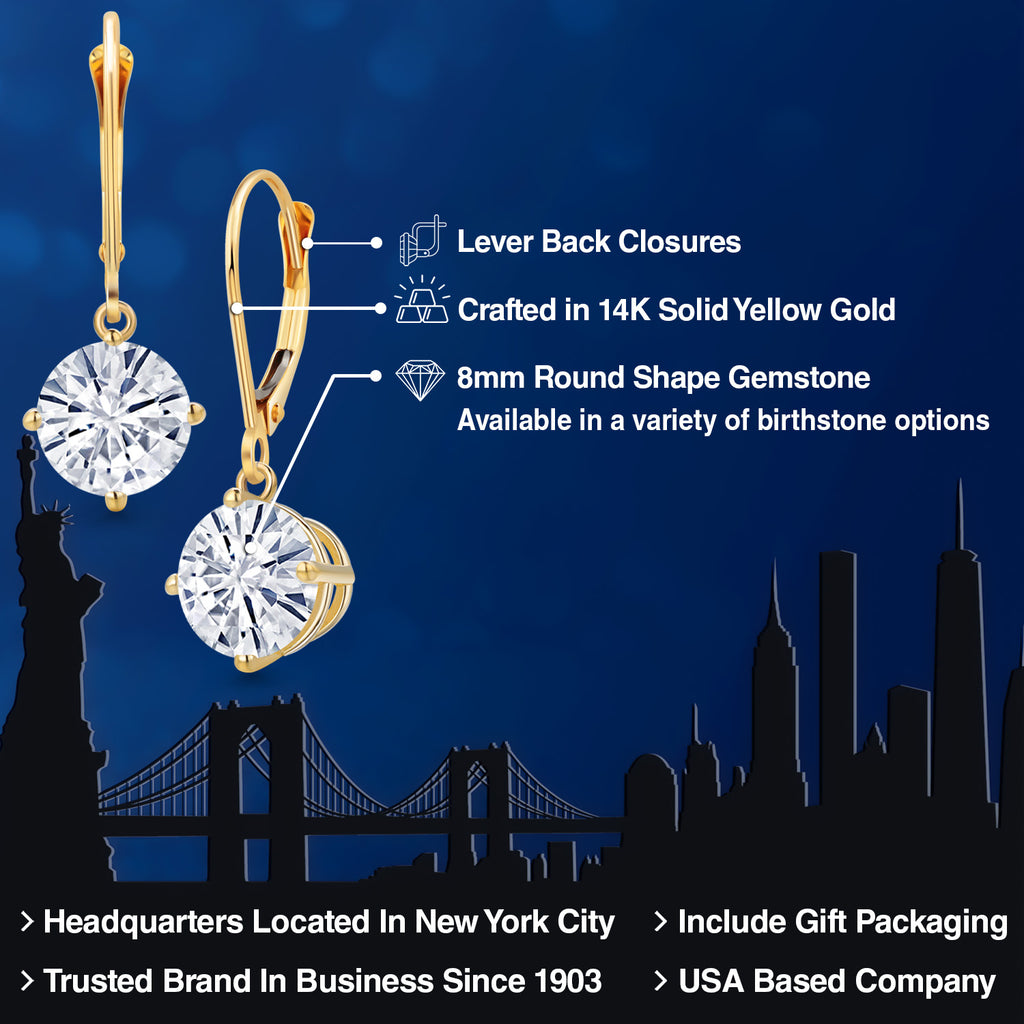 White Moissanite - April_Earrings in 14K Yellow Gold