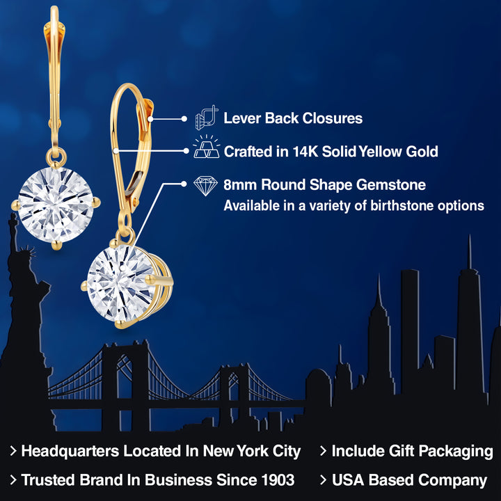 White Moissanite - April_Earrings in 14K Yellow Gold
