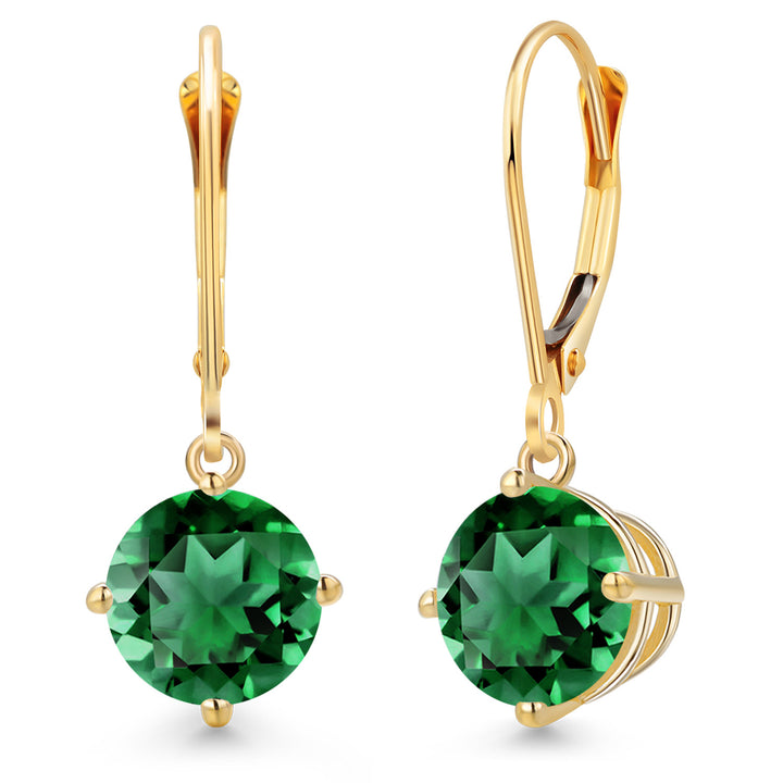 Nano Emerald - May_Earrings in 14K Yellow Gold