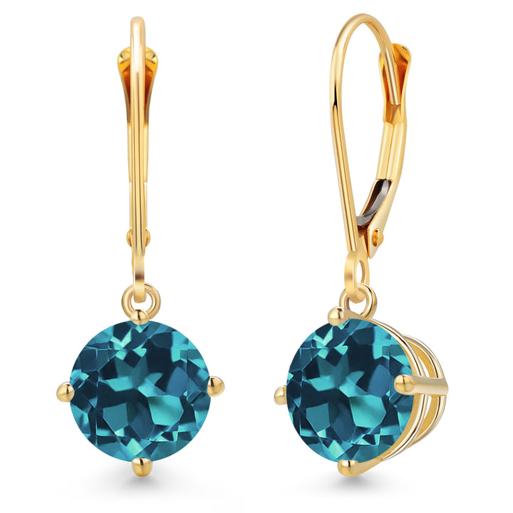London Blue Topaz - November_Earrings in 14K Yellow Gold