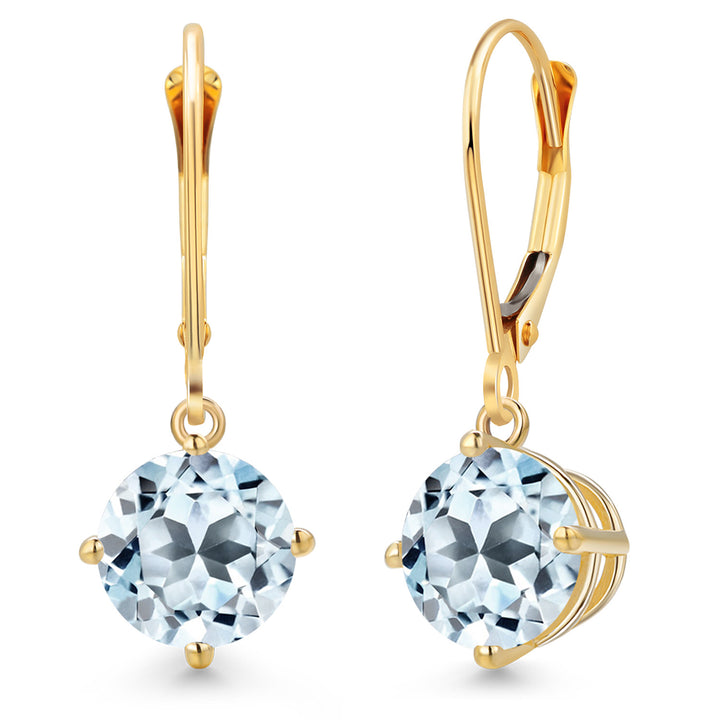 Sky Blue Topaz - November_Earrings in 14K Yellow Gold