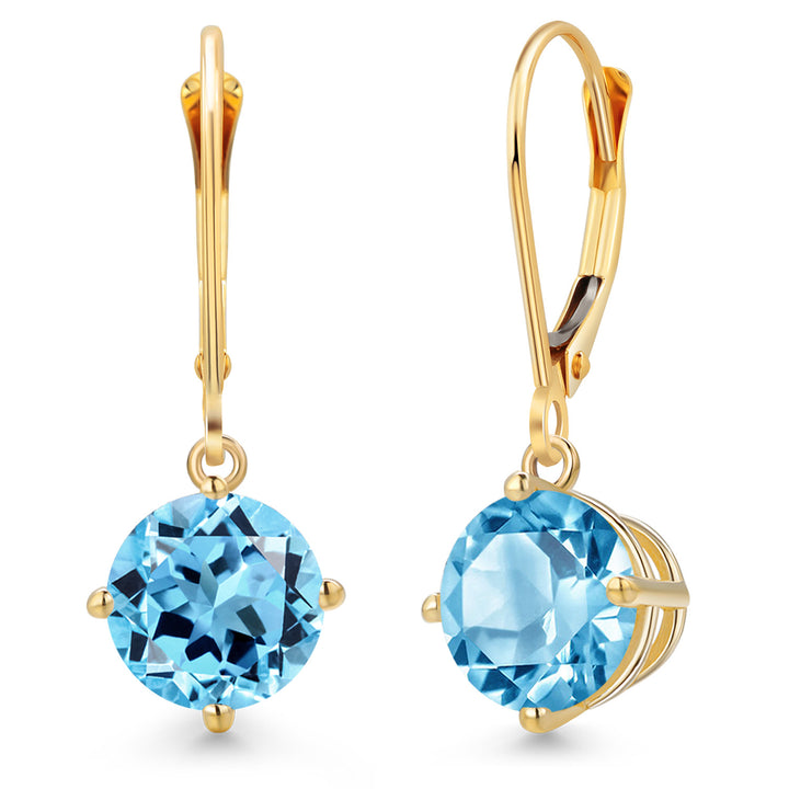 Swiss Blue Topaz - November_Earrings in 14K Yellow Gold