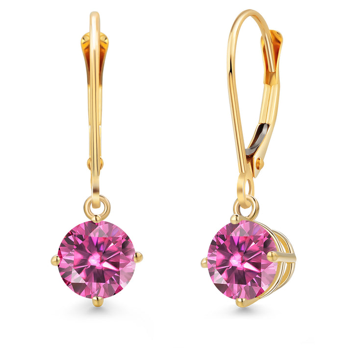 Pink Moissanite - April_Earrings in 14K Yellow Gold