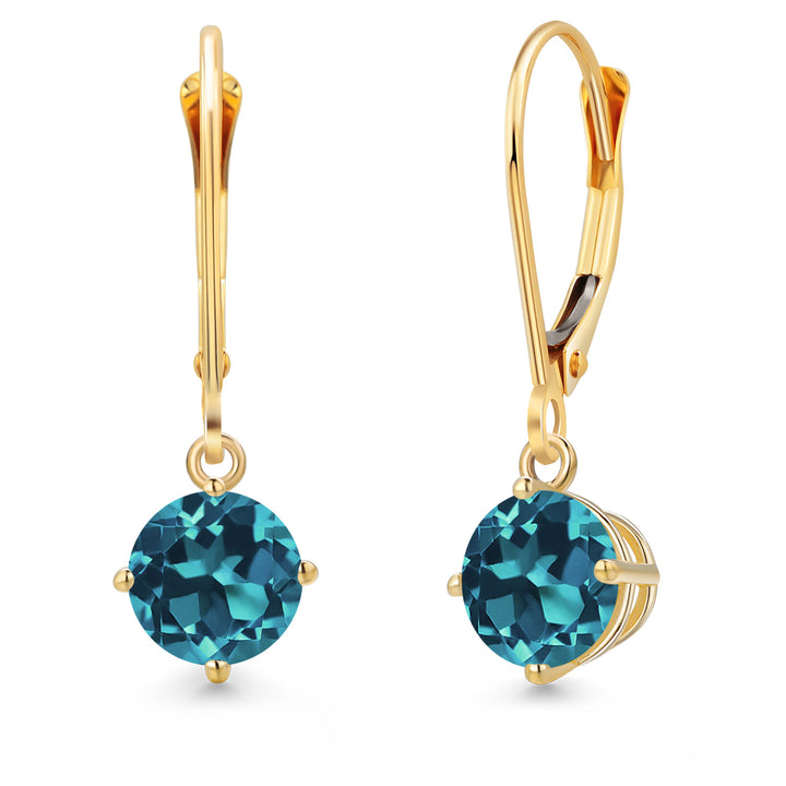 London Blue Topaz - November_Earrings in 14K Yellow Gold