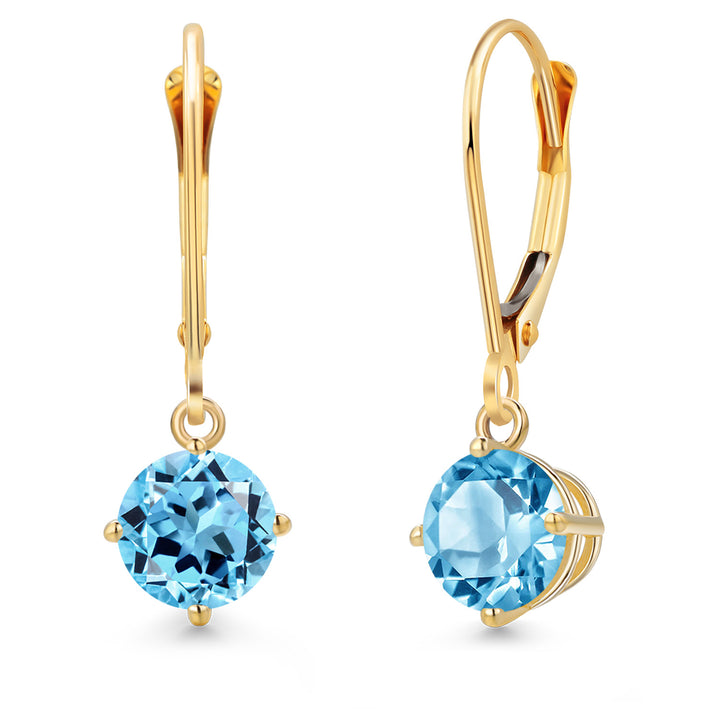 Swiss Blue Topaz - November_Earrings in 14K Yellow Gold