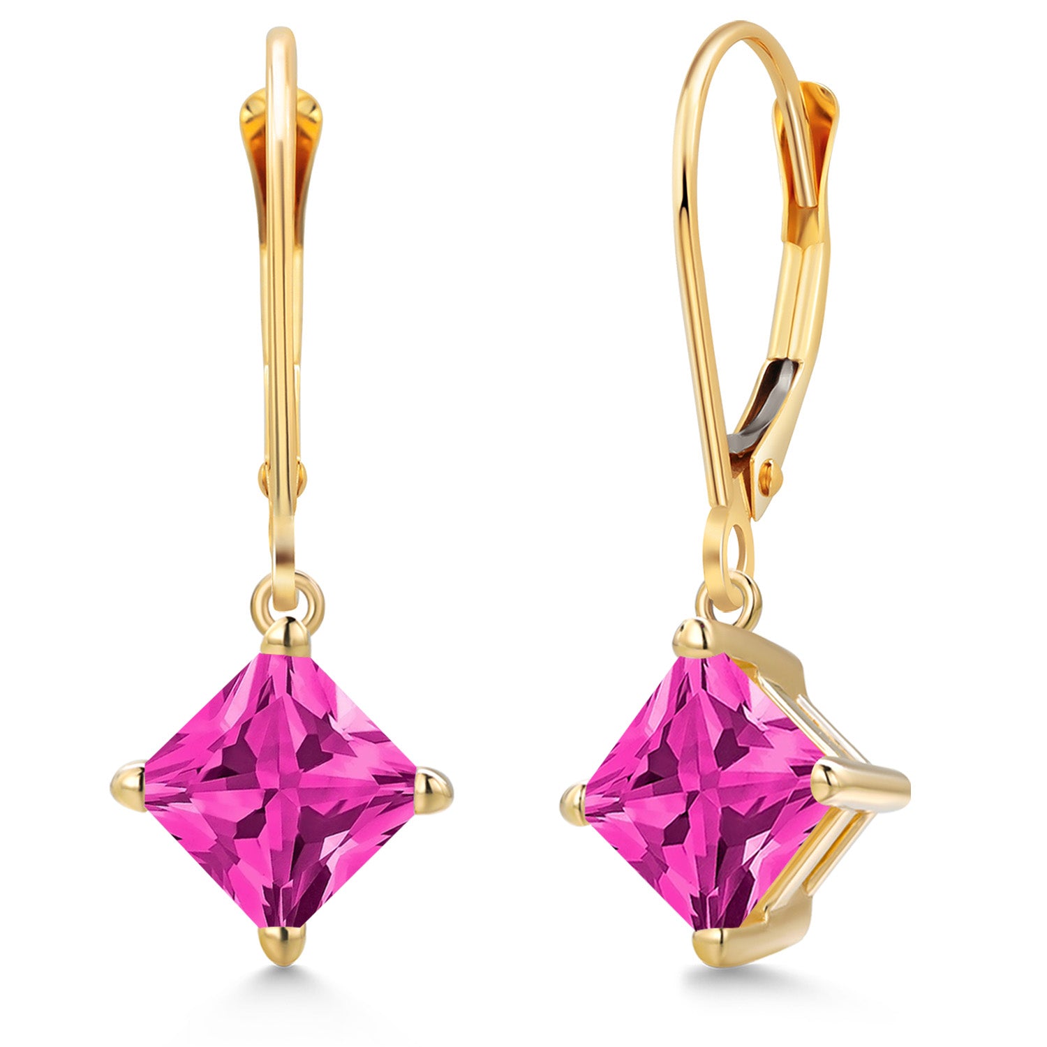 Pink Zirconia_Earrings in 14K Yellow Gold