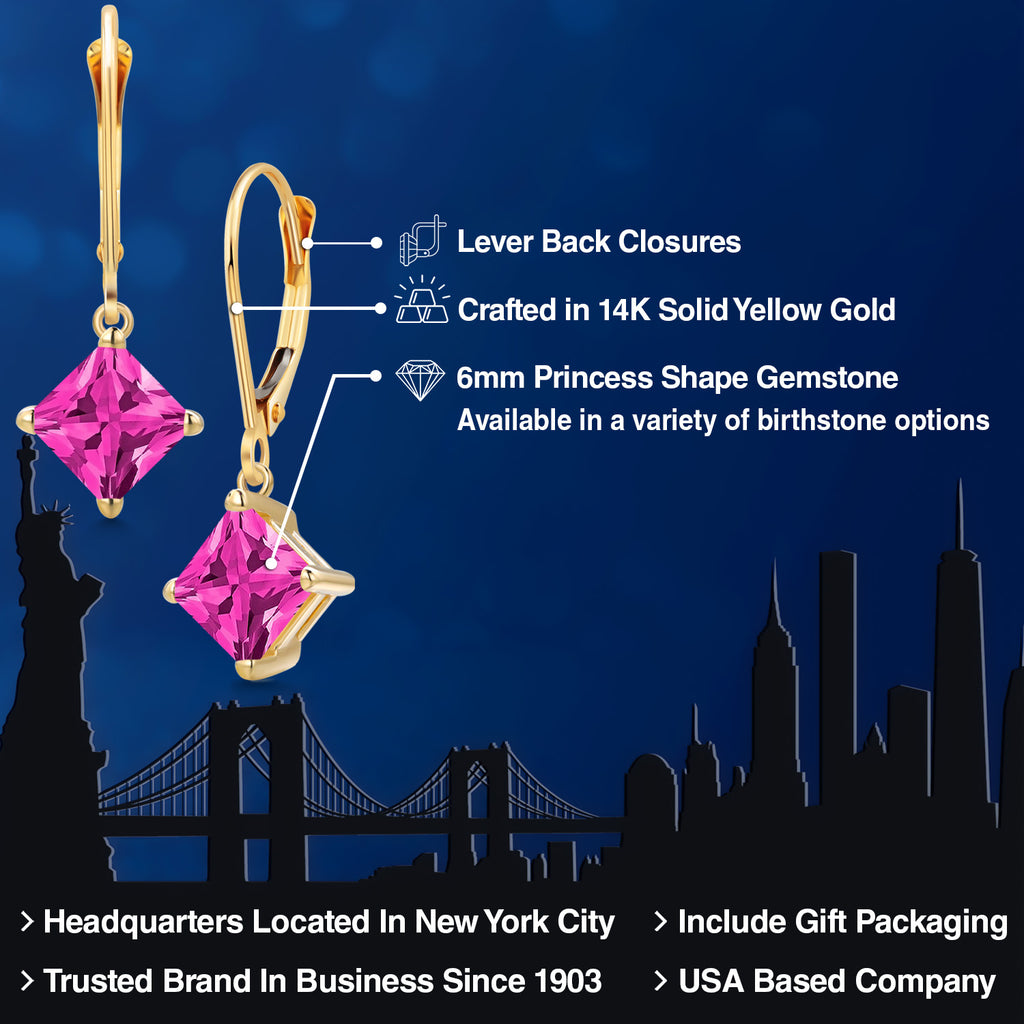 Pink Zirconia_Earrings in 14K Yellow Gold