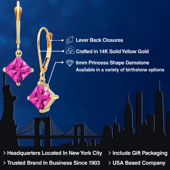 Pink Zirconia_Earrings in 14K Yellow Gold