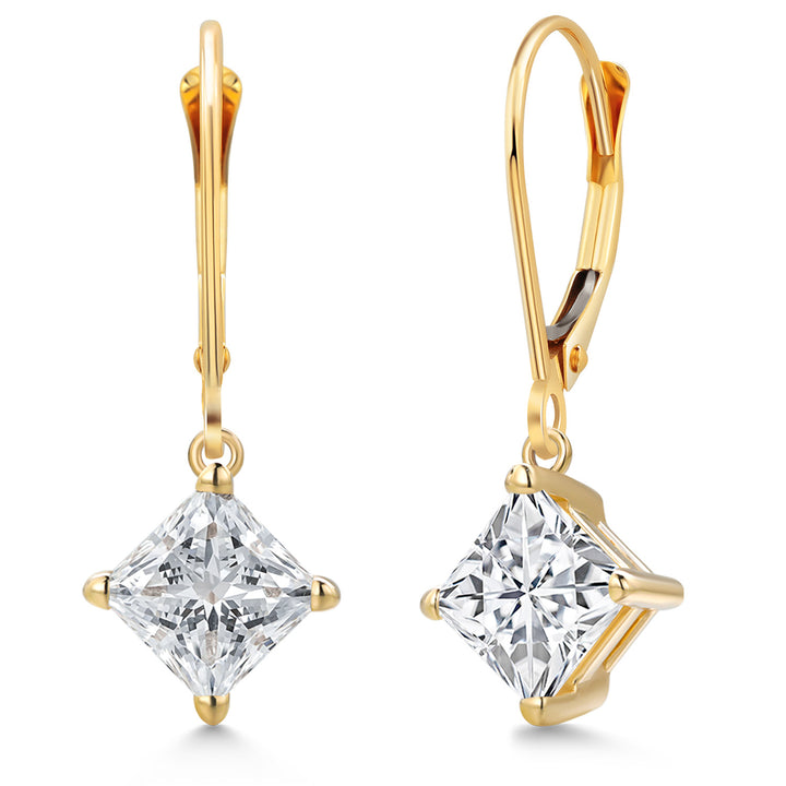 White Zirconia_Earrings in 14K Yellow Gold