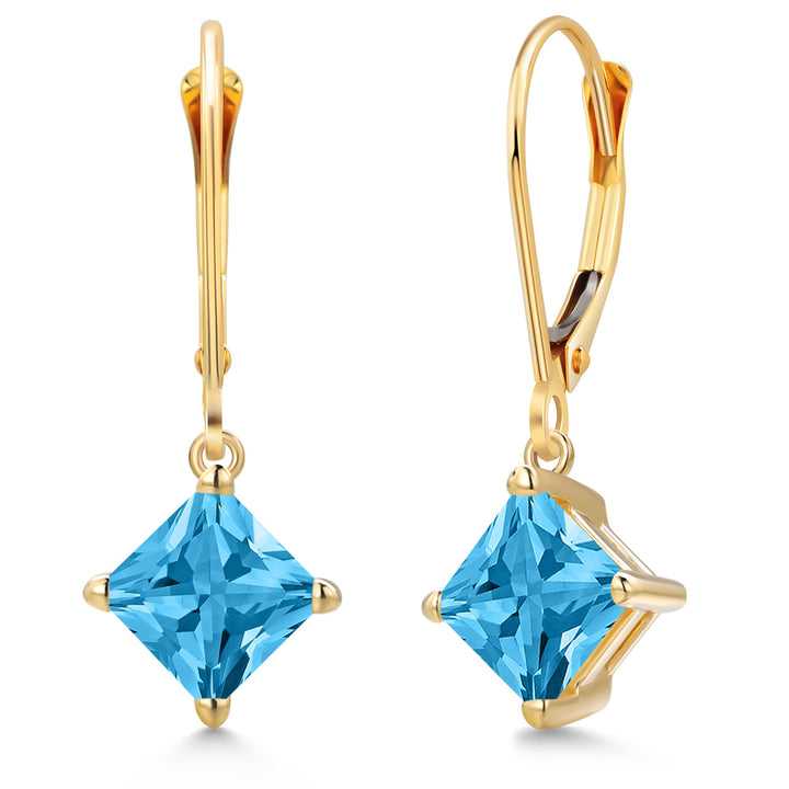 Swiss Blue Topaz - November_Earrings in 14K Yellow Gold